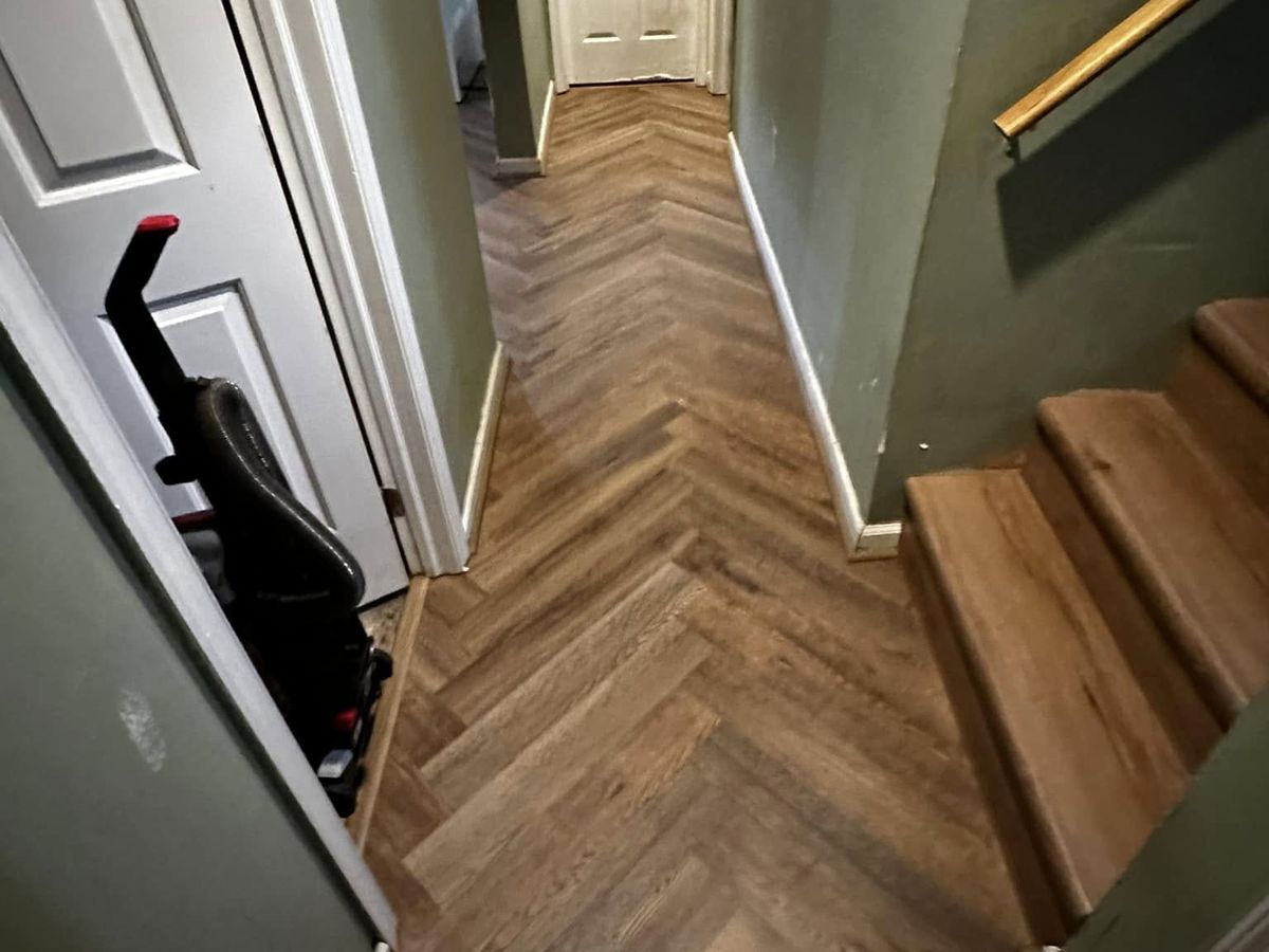 Herringbone vinyl plank, hallway and landing — Mike's Flooring, Feasterville-Trevose PA