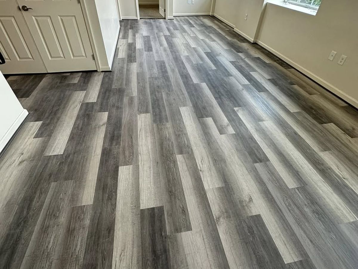 Vinyl plank entry and living room — Mike's Flooring, Feasterville-Trevose PA