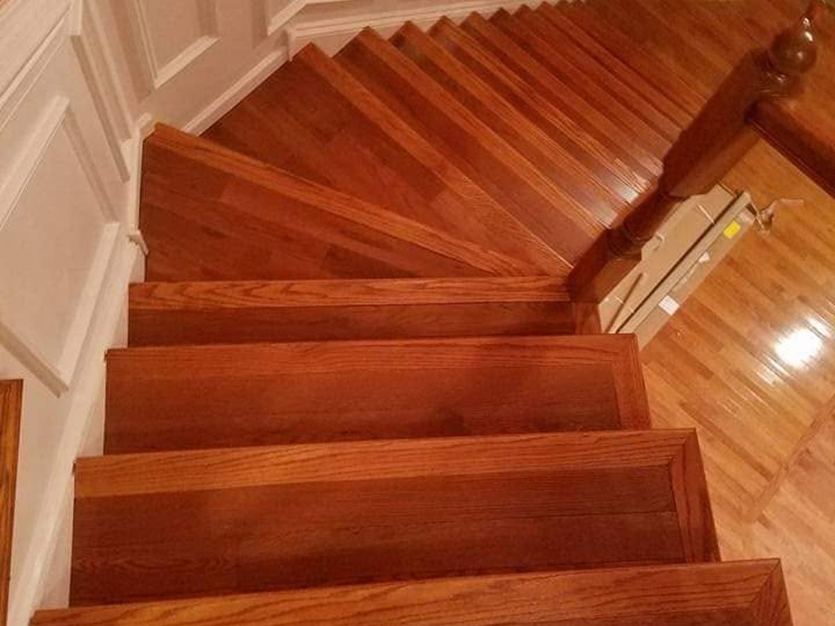 Oak winder staircase, full rebuild — Mike's Flooring, Feasterville-Trevose PA
