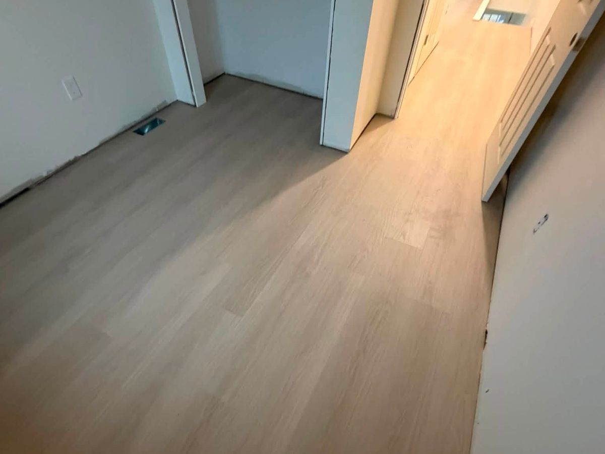 Pale oak vinyl plank, bedroom and hall — Mike's Flooring, Feasterville-Trevose PA